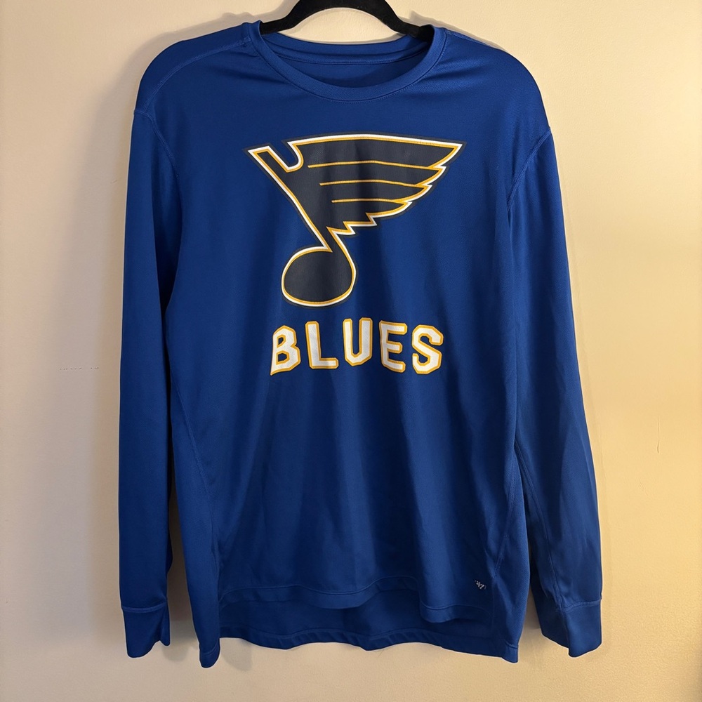Blue Long Sleeve Tee with Logo